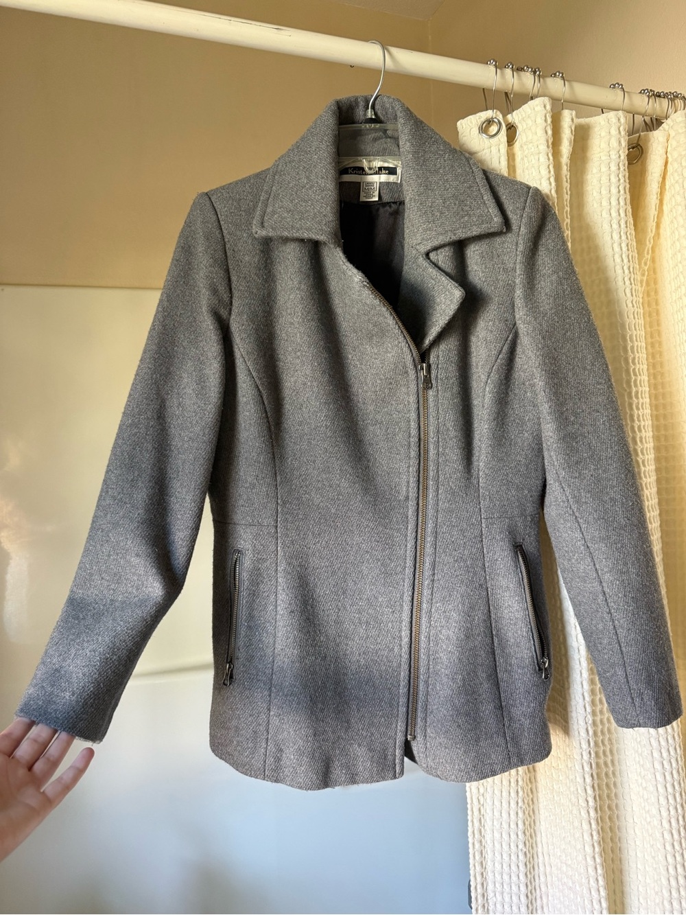 Kristen Blake Wool-Blend Asymmetric Zip Jacket - Gray